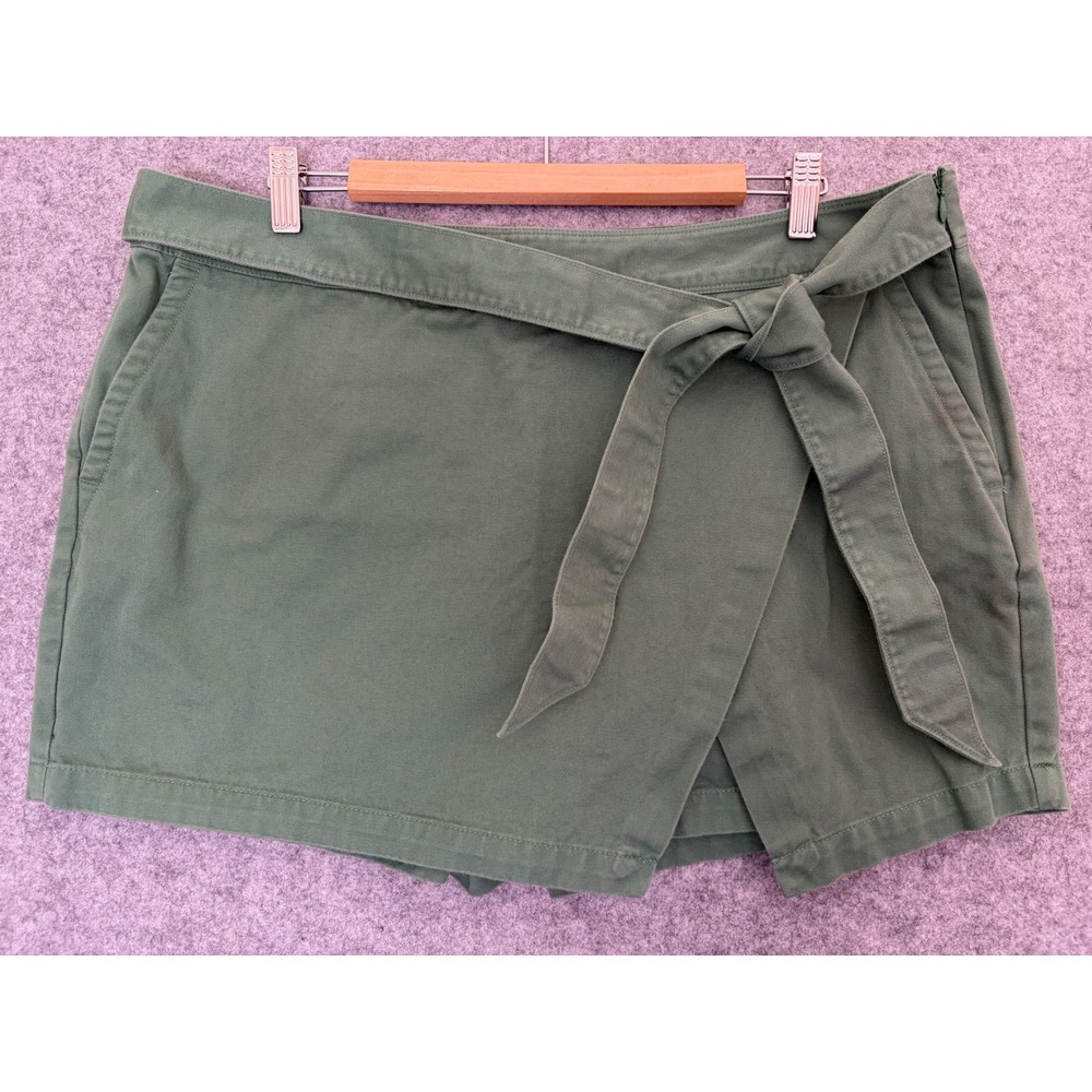 Vineyard Vines Womens Olive Green Wrap Front Tie Waist Skort Size 14